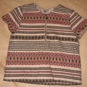 Forever 21 Zipper Printed Shirt